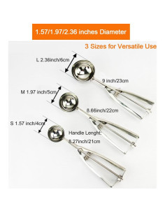 Juego de cucharas para helado acero inoxidable 3 piezas 4-6 cm 2