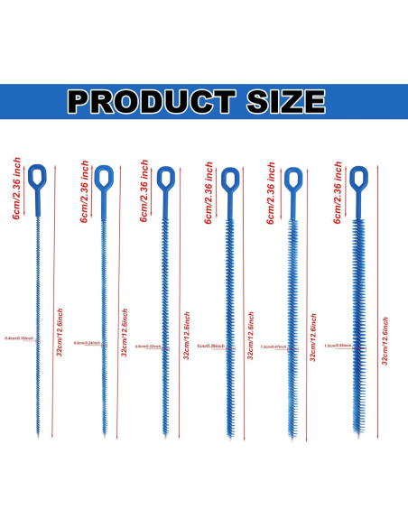 Juego de 6 cepillos limpiadores de pajitas Lasuroa 32 cm