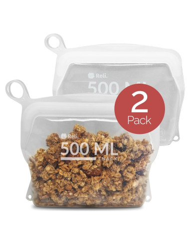 Bolsas de Silicona Reutilizables Reli. Snack 500 ml - 2 Paquete