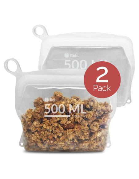 Bolsas de Silicona Reutilizables Reli. Snack 500 ml - 2 Paquete