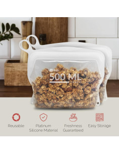Bolsas de Silicona Reutilizables Reli. Snack 500 ml - 2 Paquete 2