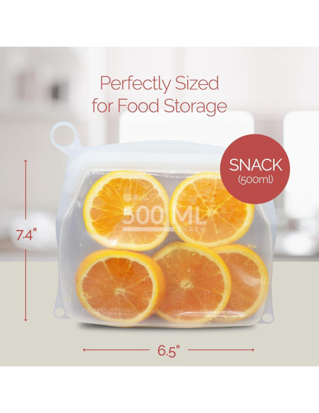 Bolsas de Silicona Reutilizables Reli. Snack 500 ml - 2 Paquete