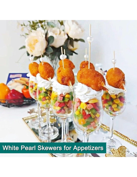 200 Palillos de Cóctel Amovvita de Bambú con Perla Blanca