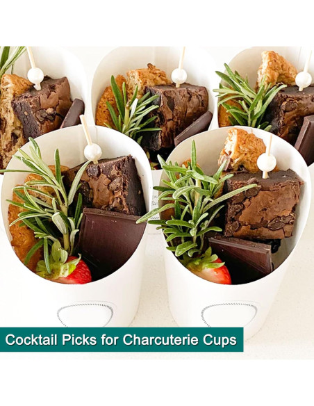 200 Palillos de Cóctel Amovvita de Bambú con Perla Blanca