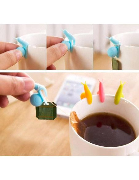 Paquete de 10 Clips de Silicona Caracol SOSUO para Bolsas de Té
