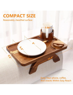 Mesa de Reposabrazos Acanacle de Madera de Acacia 39.1x24.9cm 2