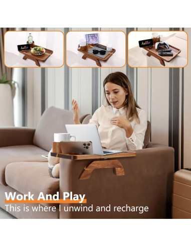 Mesa de Reposabrazos Acanacle de Madera de Acacia 39.1x24.9cm