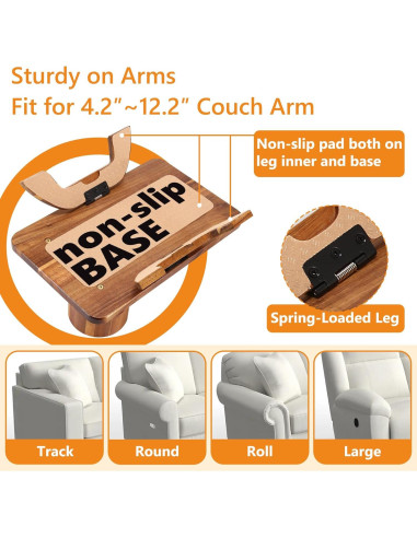 Mesa de Reposabrazos Acanacle de Madera de Acacia 39.1x24.9cm