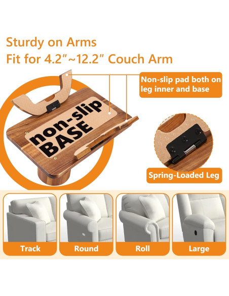 Mesa de Reposabrazos Acanacle de Madera de Acacia 39.1x24.9cm