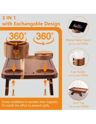 Mesa de Reposabrazos Acanacle de Madera de Acacia 39.1x24.9cm