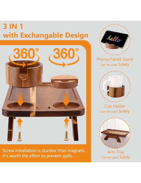 Mesa de Reposabrazos Acanacle de Madera de Acacia 39.1x24.9cm