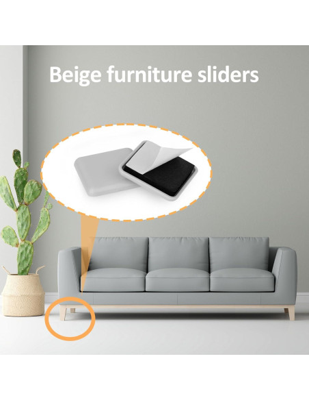 16 Deslizadores de Muebles Beige Autoadhesivos 4cm Reutilizables 16 Deslizadores de Muebles Beige Autoadhesivos 4cm Reutilizables