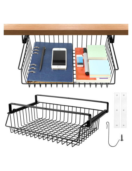 Cajón Bajo Escritorio QWORK - Organizador de Metal 32x23cm