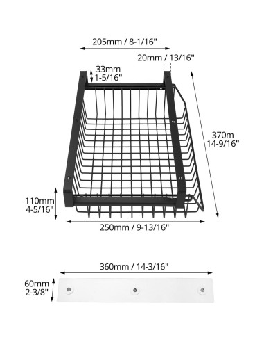 Cajón Bajo Escritorio QWORK - Organizador de Metal 32x23cm