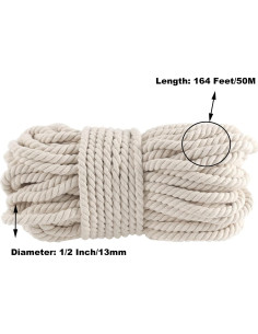 Cuerda de Algodón Trenzada SHEUTSAN 1.3 cm x 50 m Natural 2