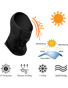 Gaiter de Cuello Transpirable UPF 50+ Negro para Hombres 2