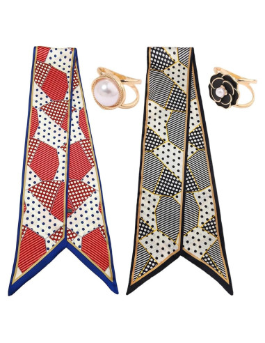 Bufanda Larga de Seda para Mujeres - 150x15 cm - 4 Piezas