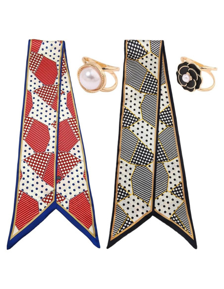 Bufanda Larga de Seda para Mujeres - 150x15 cm - 4 Piezas