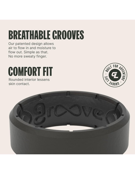 Anillo de Silicona Groove Life Edge Negro 11 - Transpirable y Cómodo