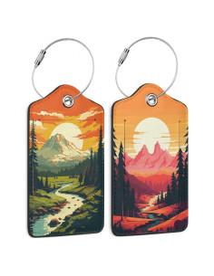 Etiquetas de Equipaje Vintage Mountain DEMACYA 2 Piezas Cuero