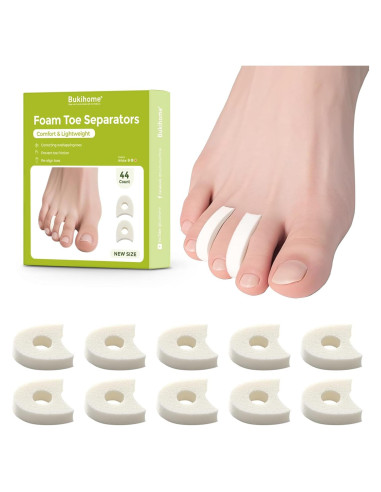 Separadores de Dedos de Espuma Bukihome - 44 Piezas Suaves y Transpirables