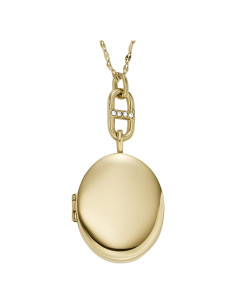 Collar de Cadena Grabable Fossil de Acero Inoxidable Dorado