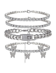 Pulsera de Tobillo Mariposa YFStyle con Rhinestones - Ajustable