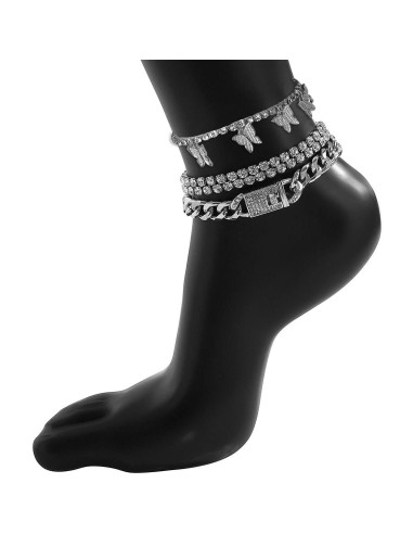 Pulsera de Tobillo Mariposa YFStyle con Rhinestones - Ajustable