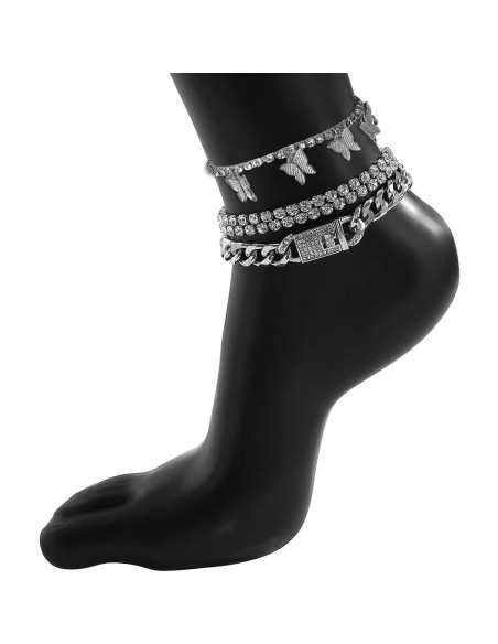 Pulsera de Tobillo Mariposa YFStyle con Rhinestones - Ajustable