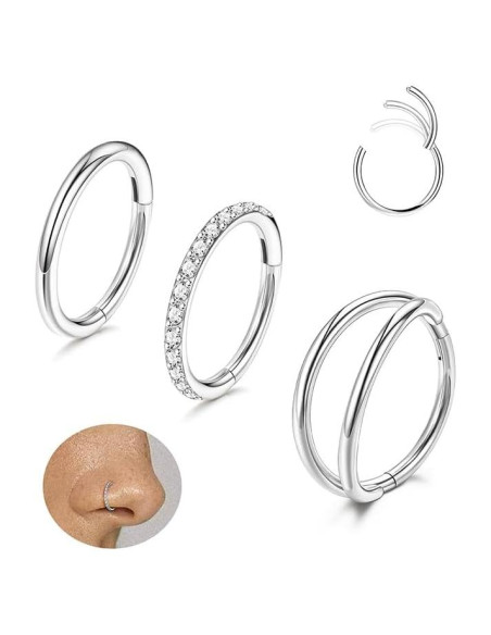 MJust Aros Nasales de Titanio G23 - Juego de 3 Piezas 6mm 8mm 10mm