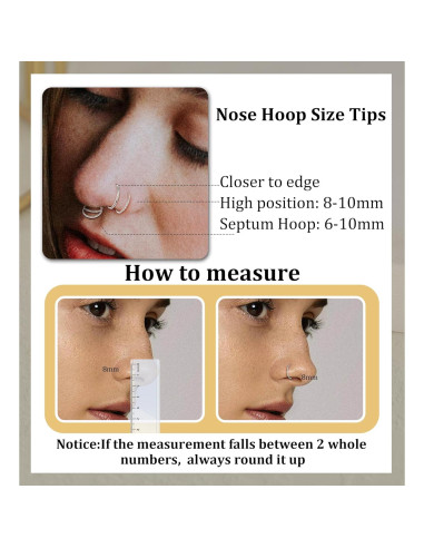 MJust Aros Nasales de Titanio G23 - Juego de 3 Piezas 6mm 8mm 10mm