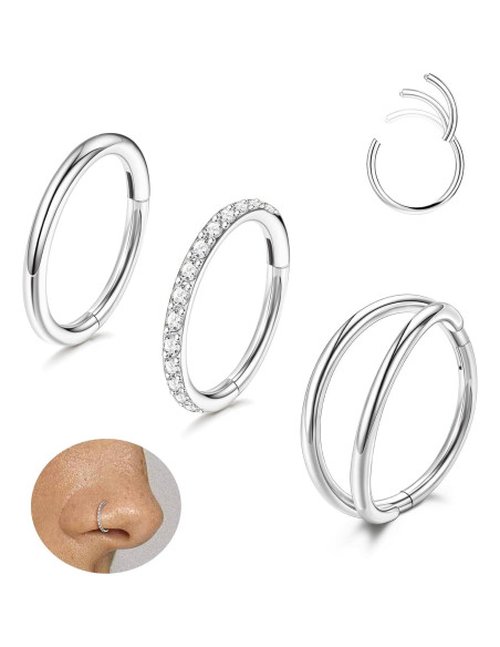 MJust Aros Nasales de Titanio G23 - Juego de 3 Piezas 6mm 8mm 10mm