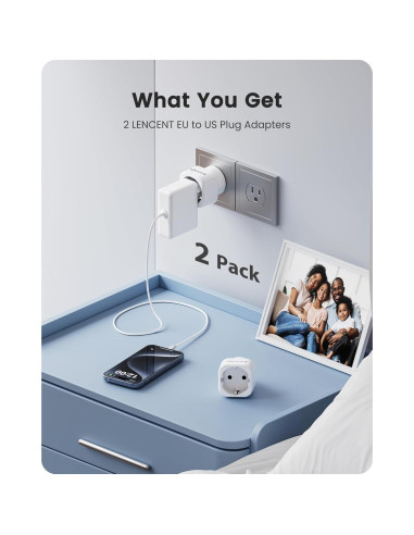 Adaptador de Enchufe LENCENT 2 Pack Europa a EE. UU. 15A