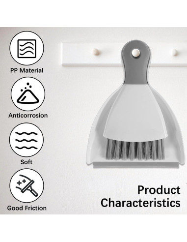 Juego de Mini Cepillo y Recogedor YMKWZ Gris 21x16cm