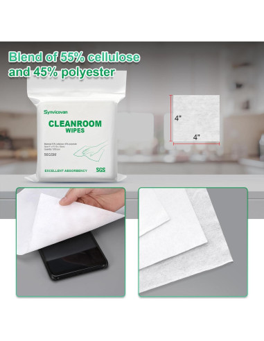 Toallitas de sala limpia Synivovan 10x10cm 1200 Pcs Grado B
