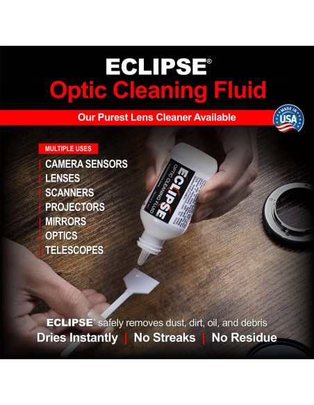 Combo Limpieza Óptica Eclipse 15ml + Toallitas PEC-PAD 100u