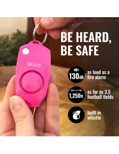 Alarma Personal Mace Rosa Neón - Sirena 130dB y Silbato 2