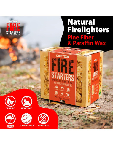 Encendedores Naturales DIMTORI 70 Piezas para Parrilla y BBQ