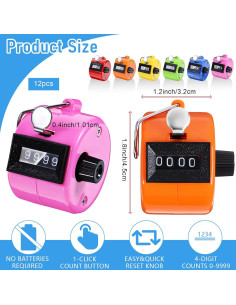 Contador Digital de Mano JOUTYFOR 12 Pcs 4 Dígitos Colores 2