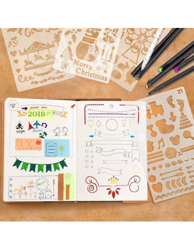 36 Plantillas de Diario Reutilizables CH HAICHENG 10x18 cm