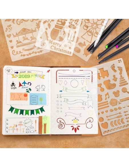 36 Plantillas de Diario Reutilizables CH HAICHENG 10x18 cm