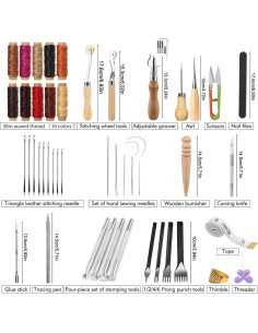 Kit de Costura en Cuero 60 Pcs Jupean con Bolsa de Almacenamiento 2