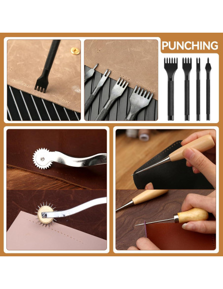 Kit de Costura en Cuero 60 Pcs Jupean con Bolsa de Almacenamiento