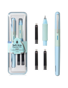 Pluma Fuente WRITECH Azul con Agarre Ergonómico y Tinta Negra