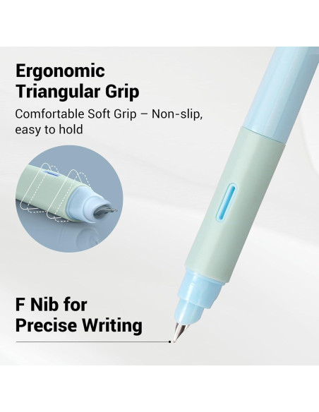 Pluma Fuente WRITECH Azul con Agarre Ergonómico y Tinta Negra