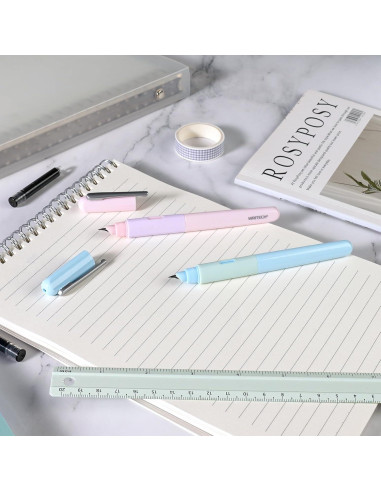 Pluma Fuente WRITECH Azul con Agarre Ergonómico y Tinta Negra