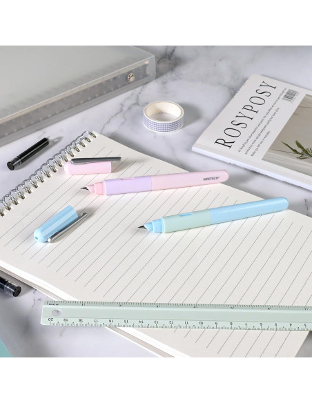 Pluma Fuente WRITECH Azul con Agarre Ergonómico y Tinta Negra