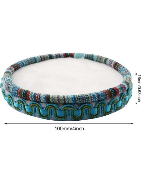 Bandeja de Perlas Étnica Yyangz 10.5cm Azul con Bordes Bordados