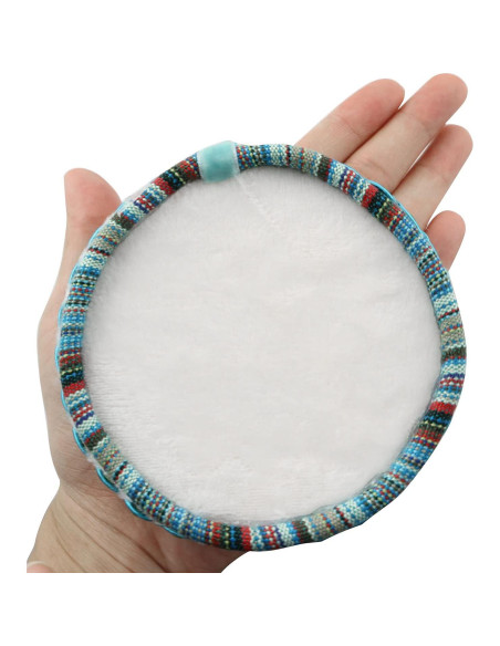 Bandeja de Perlas Étnica Yyangz 10.5cm Azul con Bordes Bordados