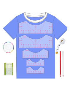 Guía de Regla para Camisetas Tietoc 9 Piezas Rosa PVC